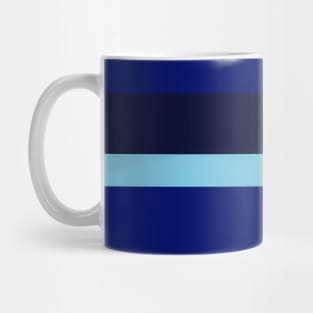 A miraculous package of Lightblue, Primary Blue, Dark Imperial Blue and Dark Navy stripes. Mug